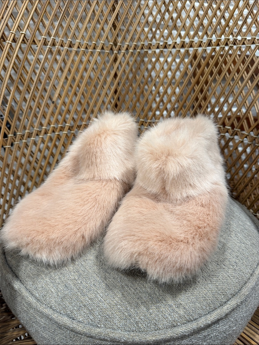 UGG Women's Plush Fur Slip-On Slippers in Light Blush